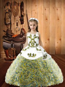 Multi-color Sleeveless Fabric With Rolling Flowers Lace Up Pageant Dress for Womens for Sweet 16 and Quinceanera