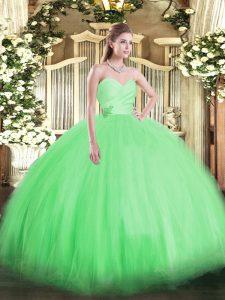 Sweetheart Sleeveless Tulle Sweet 16 Quinceanera Dress Beading Lace Up