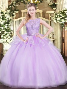 Organza Sleeveless Floor Length Sweet 16 Dresses and Lace
