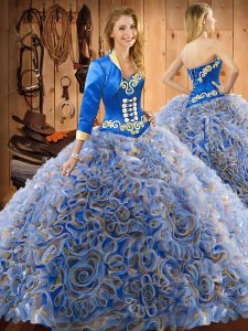 Custom Fit With Train Ball Gowns Sleeveless Multi-color Quinceanera Gowns Sweep Train Lace Up