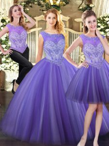 Sleeveless Zipper Floor Length Beading Sweet 16 Dresses
