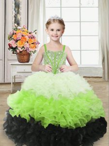 Superior Multi-color Sleeveless Beading and Ruffles Floor Length Pageant Dress for Teens