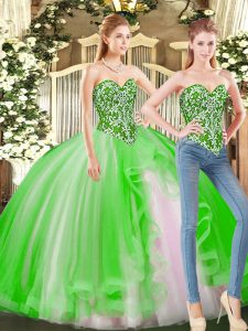 Customized Floor Length Sweet 16 Dresses Sweetheart Sleeveless Lace Up