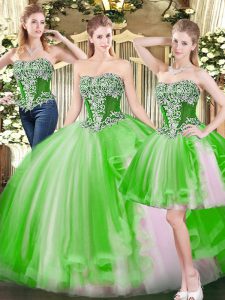 Elegant Floor Length Lace Up Quinceanera Gown for Military Ball and Sweet 16 and Quinceanera with Beading