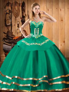 Attractive Organza Sleeveless Floor Length Sweet 16 Dresses and Embroidery