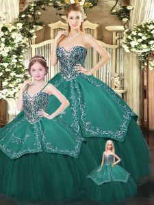 Discount Sleeveless Embroidery Lace Up Quince Ball Gowns