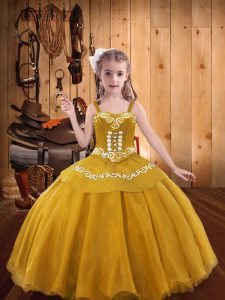 Organza Sleeveless Floor Length Pageant Dress and Embroidery