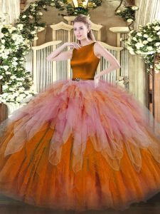 Sleeveless Ruffles Clasp Handle Quinceanera Dress