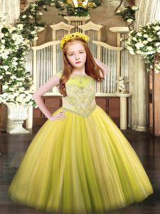 Yellow Scoop Zipper Beading Pageant Dress Toddler Sleeveless