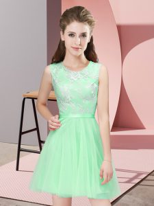 Modern Tulle Sleeveless Mini Length Quinceanera Court of Honor Dress and Lace