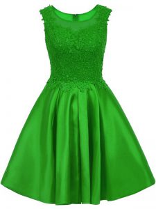 Cute Green Zipper Dama Dress Lace Sleeveless Mini Length