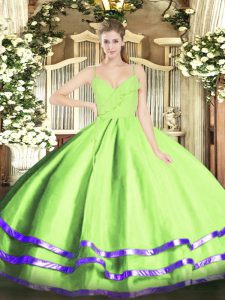 Eye-catching Spaghetti Straps Sleeveless Zipper Ball Gown Prom Dress Organza