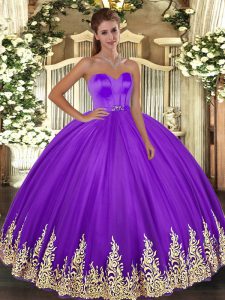 Sexy Tulle Sleeveless Floor Length Sweet 16 Dresses and Appliques