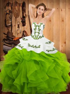Fantastic Strapless Sleeveless Lace Up Vestidos de Quinceanera Satin and Organza