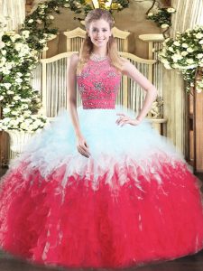 Hot Selling Beading and Ruffles Quinceanera Dress Multi-color Zipper Sleeveless Floor Length