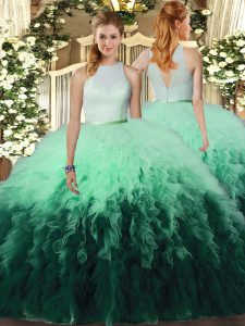 Ruffles Quinceanera Gowns Multi-color Backless Sleeveless Floor Length