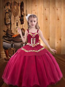 Hot Sale Organza Sleeveless Floor Length Pageant Dresses and Embroidery