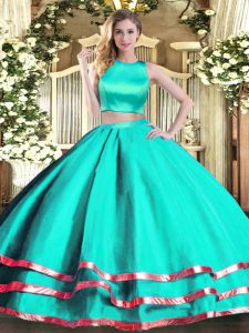 Unique Ruching Vestidos de Quinceanera Aqua Blue Criss Cross Sleeveless Floor Length