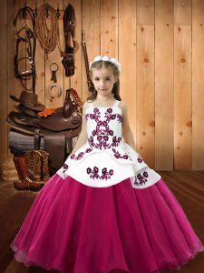 Floor Length Ball Gowns Sleeveless Fuchsia Pageant Dress Womens Lace Up
