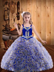 On Sale Straps Sleeveless Pageant Dress for Womens Floor Length Embroidery and Ruffles Multi-color Fabric With Rolling Flowers