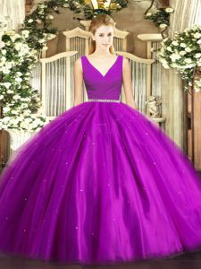 Sleeveless Beading Zipper Quinceanera Dress