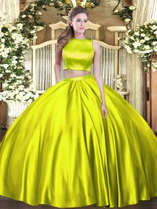 Olive Green Criss Cross High-neck Ruching Quinceanera Gown Tulle Sleeveless