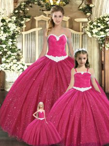 Cheap Floor Length Ball Gowns Sleeveless Red Sweet 16 Dresses Lace Up