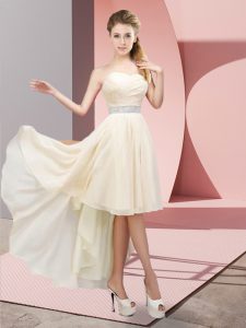 Inexpensive Sweetheart Sleeveless Lace Up Damas Dress Champagne Chiffon