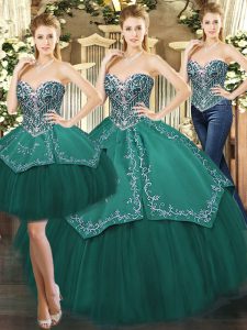 Sleeveless Beading and Appliques Lace Up Sweet 16 Dresses