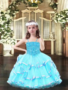 Sleeveless Beading and Ruffled Layers Lace Up High School Pageant Dress