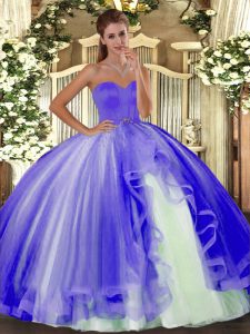 Modern Lavender Sweetheart Lace Up Beading Sweet 16 Quinceanera Dress Sleeveless