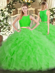 Quinceanera Dresses Military Ball and Sweet 16 and Quinceanera with Ruffles Scoop Sleeveless Zipper