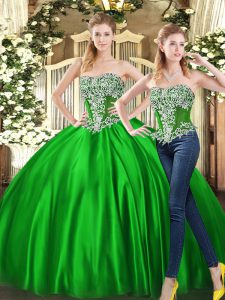 Classical Floor Length Two Pieces Sleeveless Green Vestidos de Quinceanera Lace Up