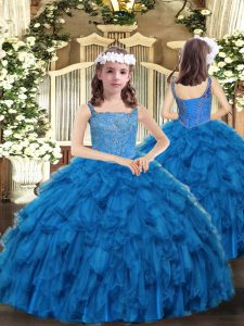 Sleeveless Beading and Ruffles Lace Up Glitz Pageant Dress