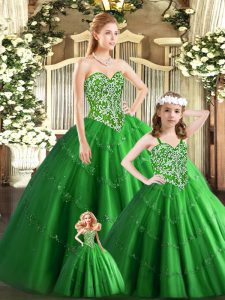 Hot Selling Sleeveless Beading Lace Up Quinceanera Gowns