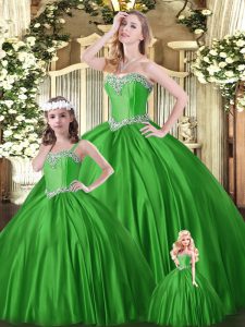 Ideal Green Sweetheart Lace Up Beading Quinceanera Dress Sleeveless