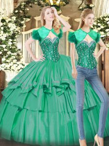 Floor Length Ball Gowns Sleeveless Turquoise Sweet 16 Dresses Lace Up