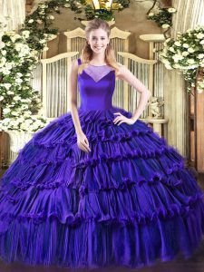 Sleeveless Side Zipper Floor Length Beading and Ruffled Layers 15 Quinceanera Dress