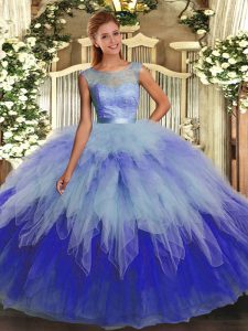 Multi-color Sleeveless Floor Length Ruffles Backless Sweet 16 Dress
