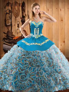Simple Multi-color Sweetheart Neckline Embroidery Quinceanera Gown Sleeveless Lace Up