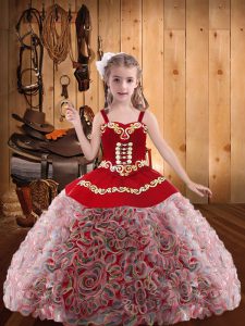Low Price Floor Length Multi-color Pageant Dress Straps Sleeveless Lace Up