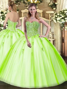 Sleeveless Lace Up Floor Length Beading Sweet 16 Dress