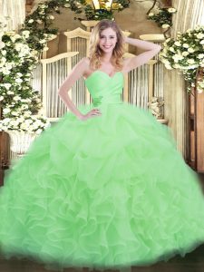 Stunning Sleeveless Lace Up Floor Length Beading and Ruffles Quinceanera Dress