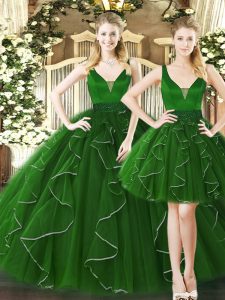Sleeveless Lace Up Floor Length Ruffles Quince Ball Gowns