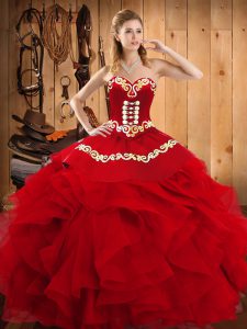 Classical Floor Length Wine Red Sweet 16 Quinceanera Dress Sweetheart Sleeveless Lace Up