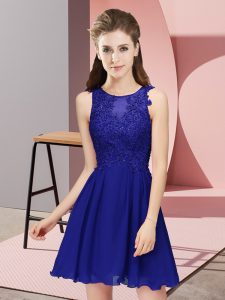 Attractive Mini Length Zipper Court Dresses for Sweet 16 Royal Blue for Prom and Party and Wedding Party with Appliques