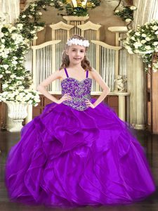 Floor Length Ball Gowns Sleeveless Purple Winning Pageant Gowns Lace Up