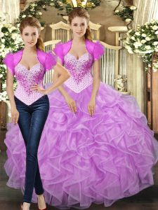Tulle Sleeveless Floor Length Vestidos de Quinceanera and Beading and Ruffles