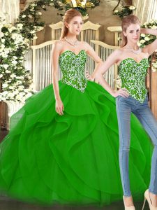Enchanting Sleeveless Beading and Ruffles Lace Up Sweet 16 Dresses