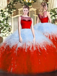 Hot Selling Floor Length Ball Gowns Sleeveless White And Red Vestidos de Quinceanera Zipper